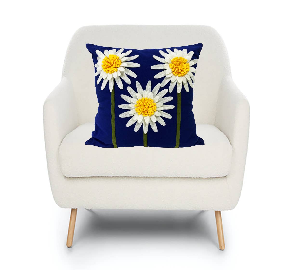 Handmade 3D Sunflower Cotton 18" Decorative Throw Pillow: 3 Sunflowers