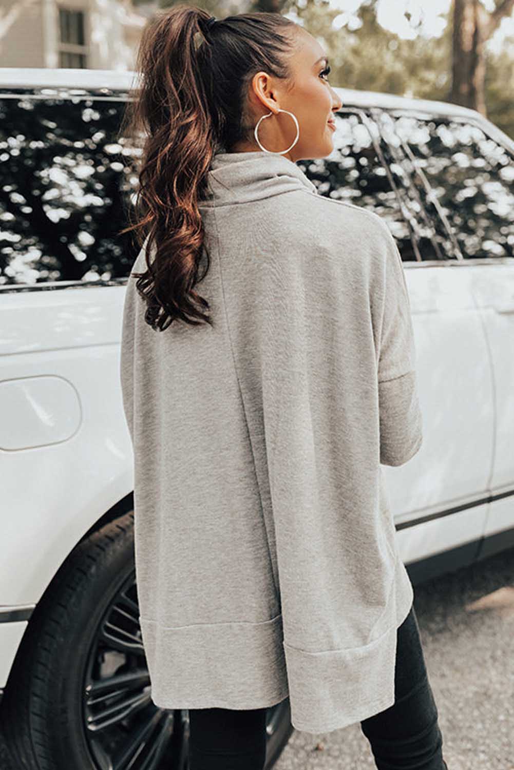 Cowl Neck Loose Fit Tunic Top (2 colors)