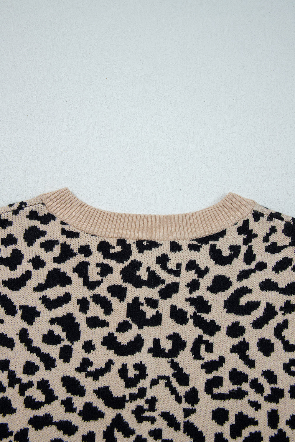 Leopard Drop Shoulder Knitted Button Front Cardigan