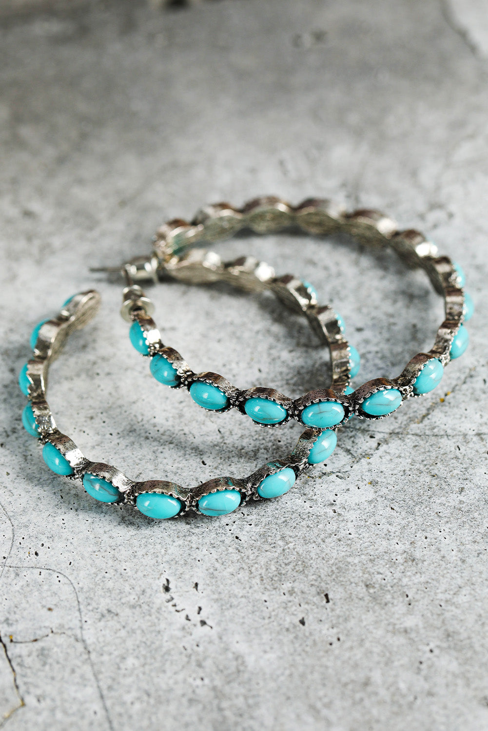 Sky Blue (or Pink) Big Circle C-shaped Earrings