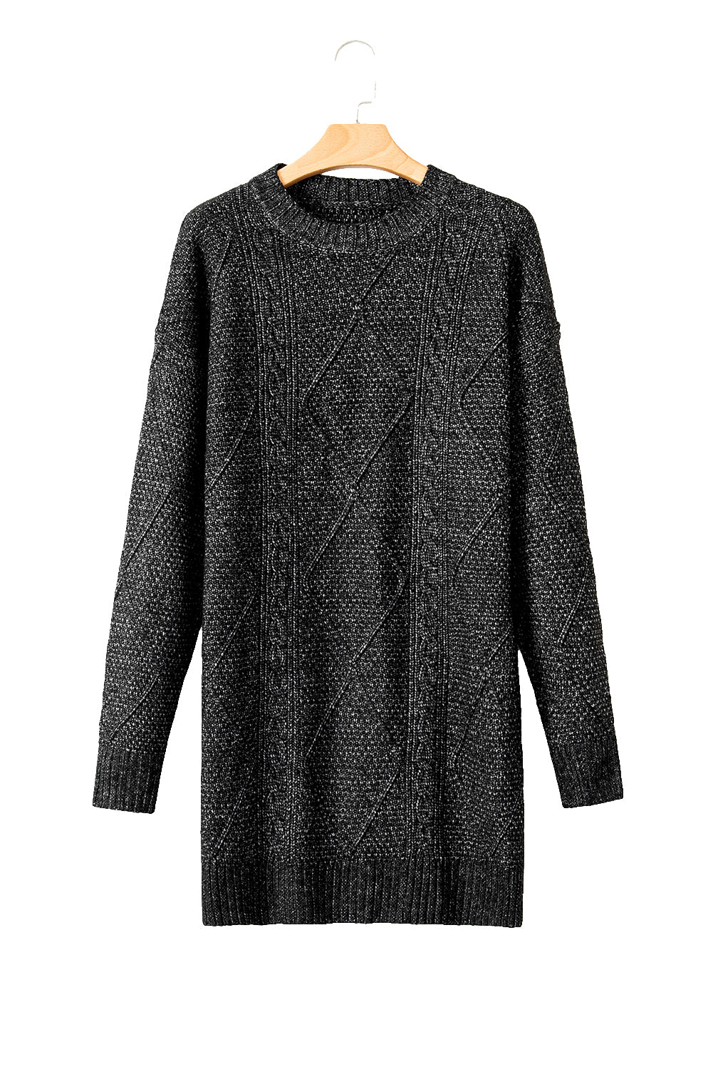 Twist Cable Knit Drop Shoulder Loose Fit Sweater Dress (4 colors)