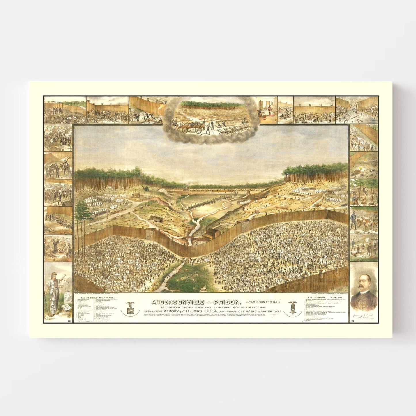 Vintage Andersonville Prison Map 1885