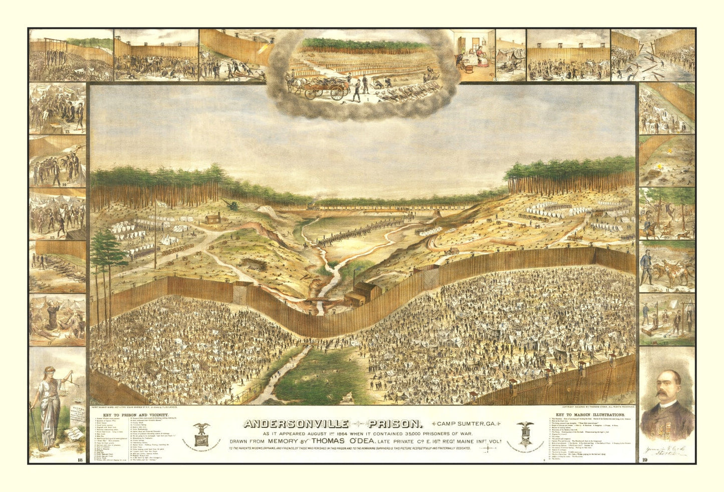 Vintage Andersonville Prison Map 1885