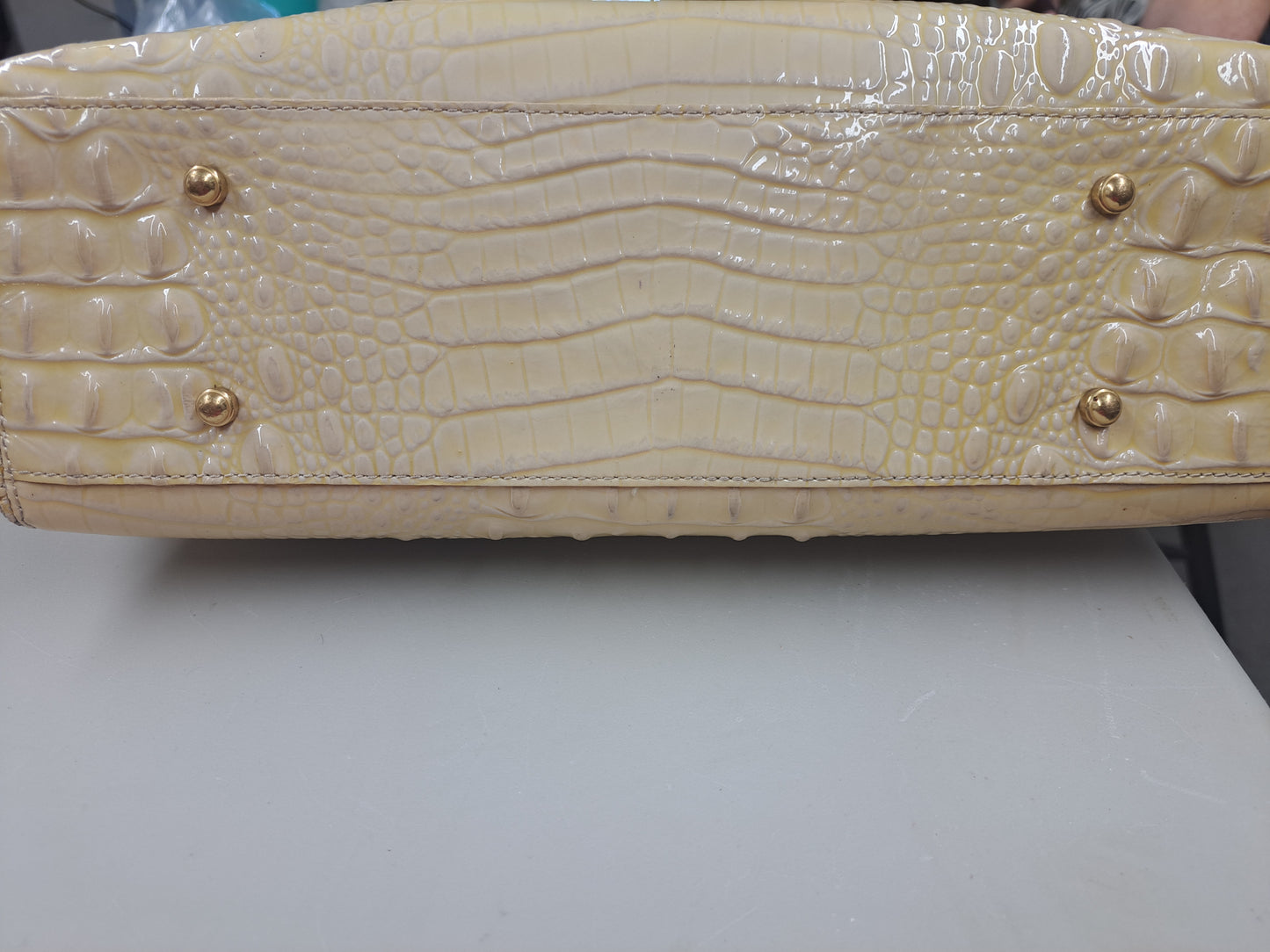 Brahmin Leather Croc Embossed Cream Tote *previously loved*