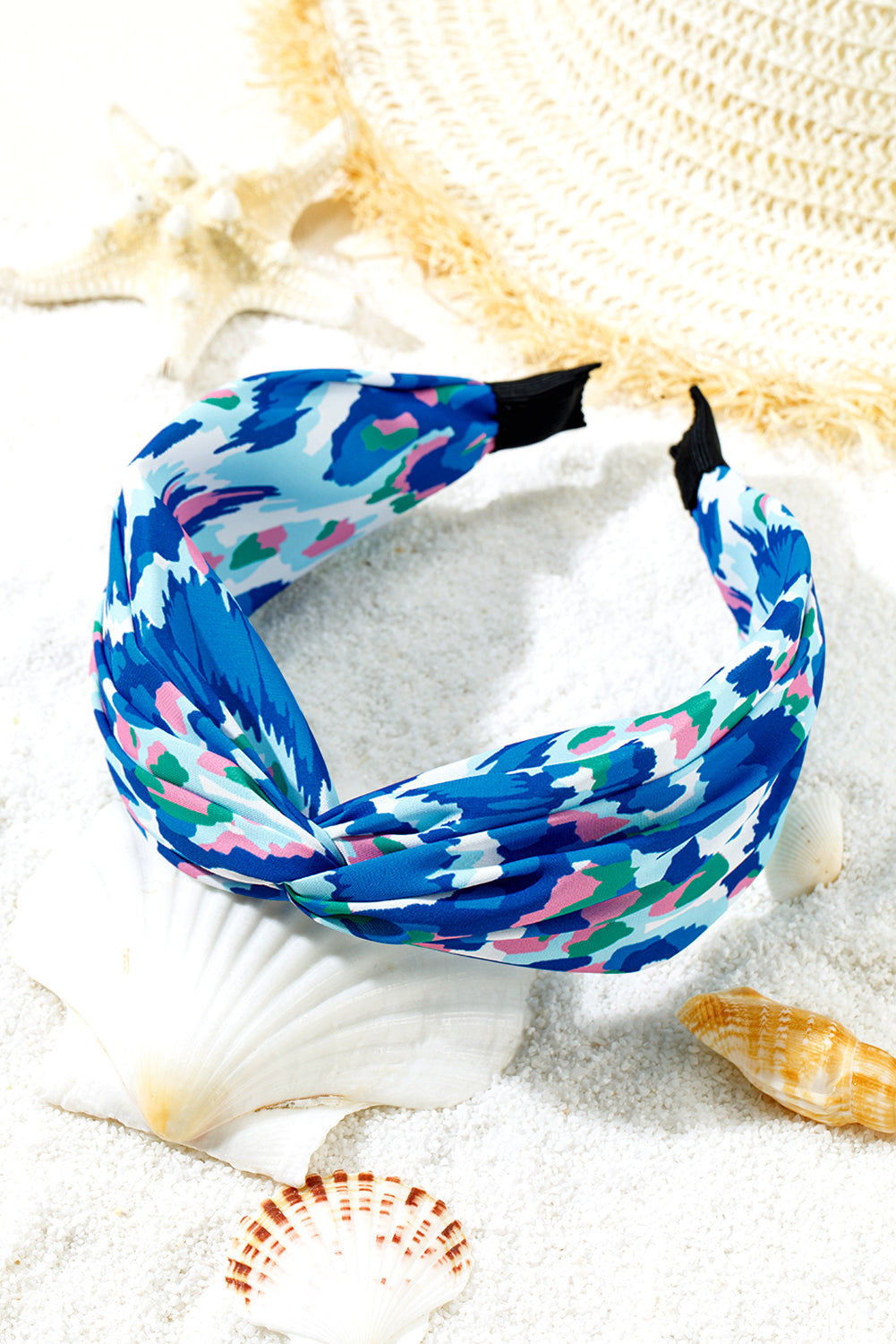 Blue Vacation Abstract Print Twisted Hairband