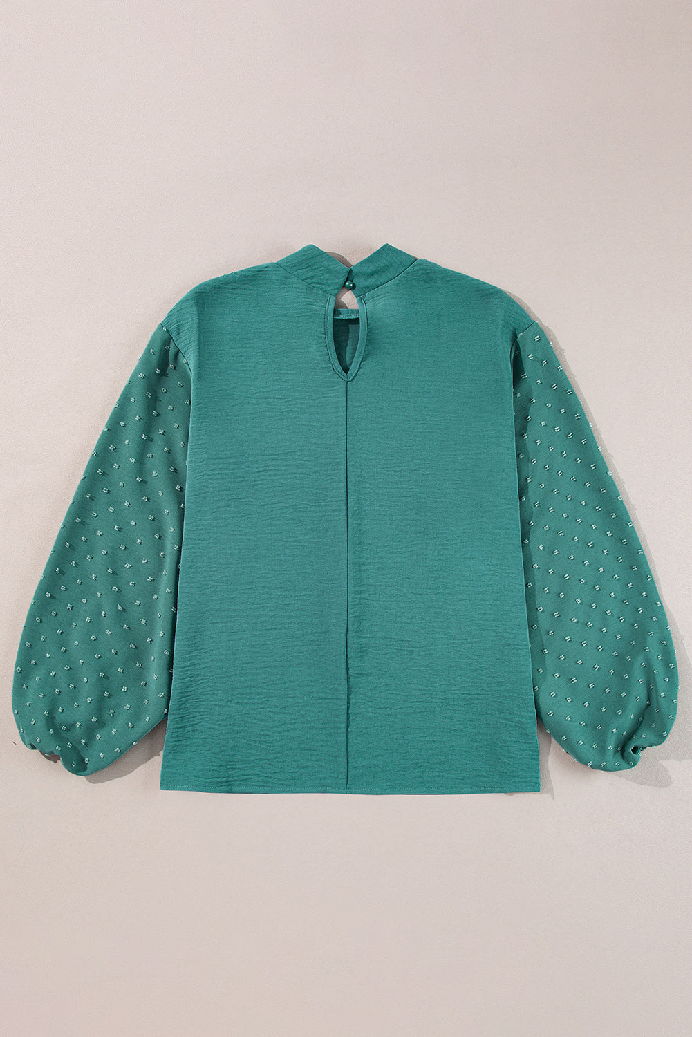 Swiss Dot Balloon Sleeve Patchwork Crinkle Blouse