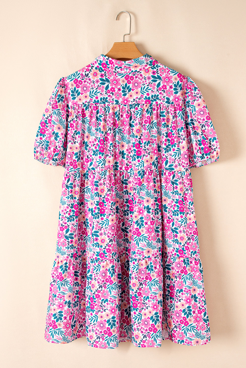 Aqua & Pink Plus Size Floral A-line Dress