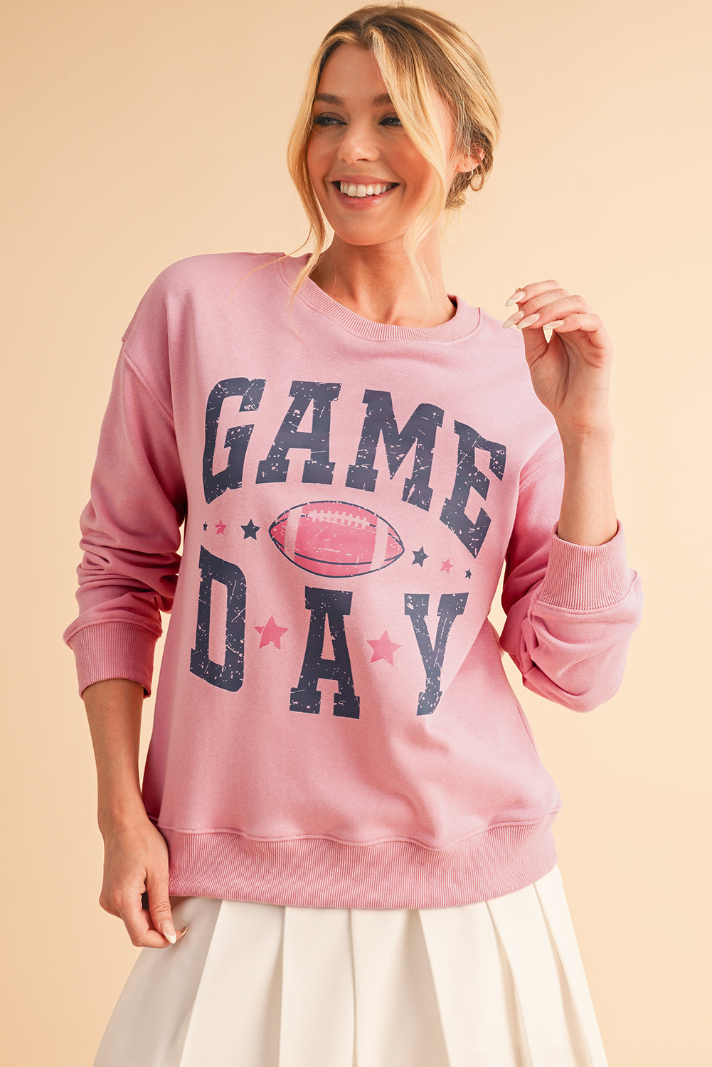 Pink GAME DAY Graphic Drop Shoulder Sweatshirt
