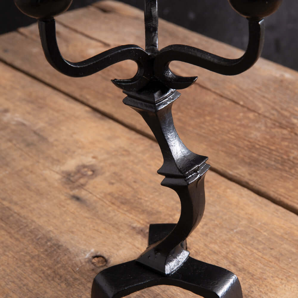 Antique Black Iron Gothic Candelabra Centerpiece
