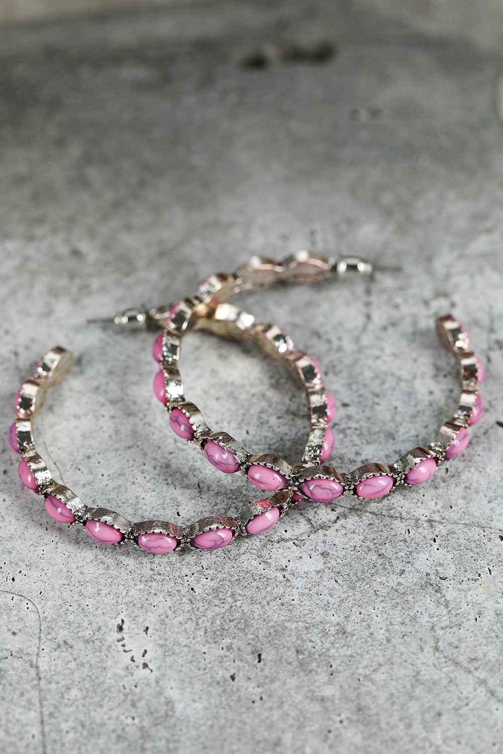 Sky Blue (or Pink) Big Circle C-shaped Earrings