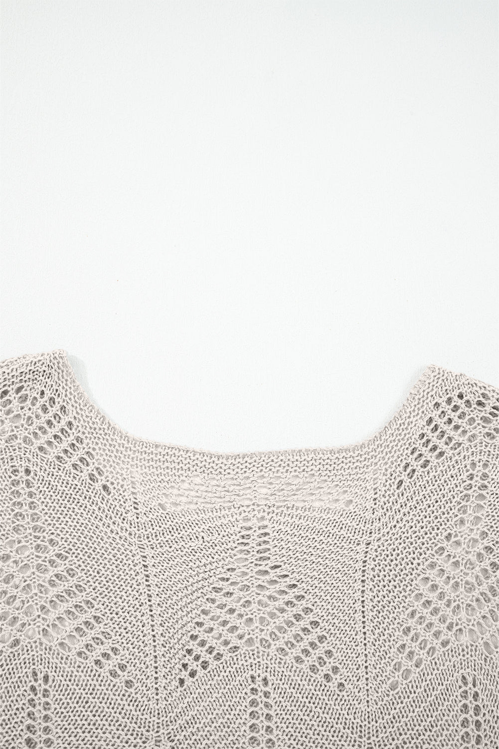 Navy Blue Hollow Out Knit 3/4 Sleeve Loose Sweater