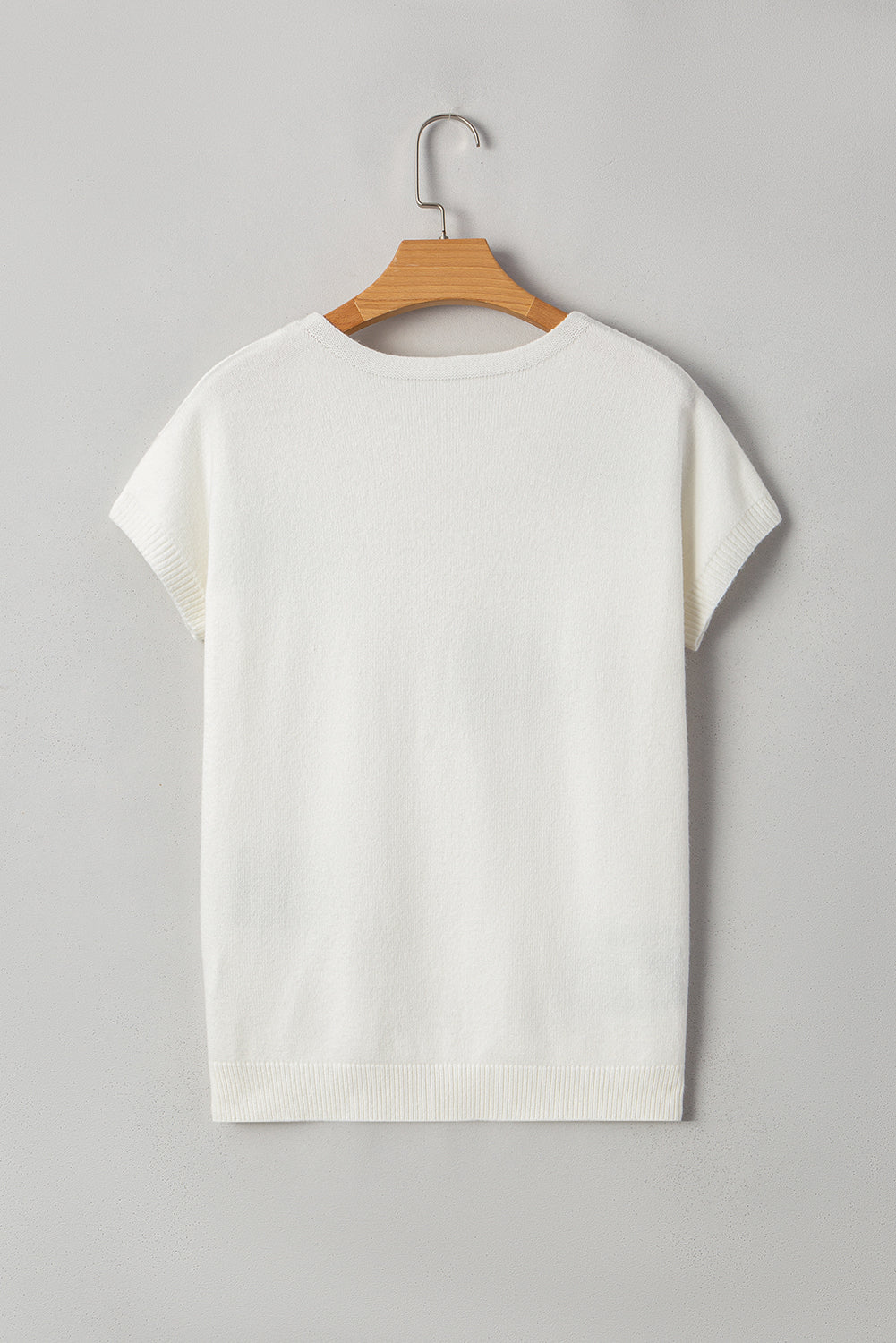 Black or White Bow Pattern Short Sleeve Knit Top