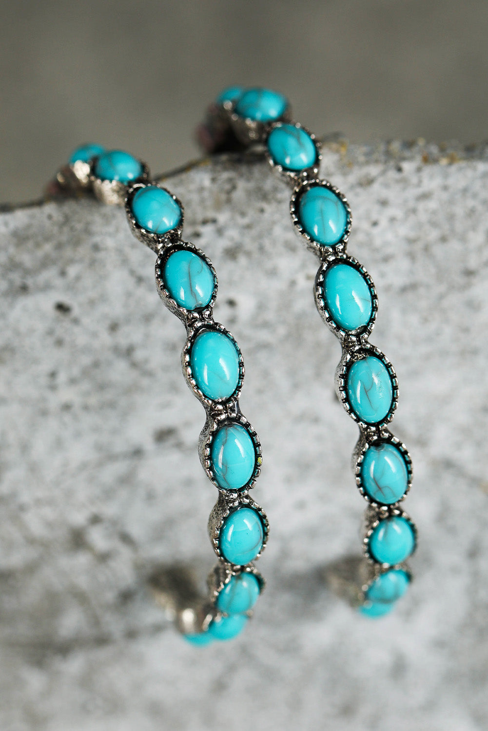 Sky Blue (or Pink) Big Circle C-shaped Earrings