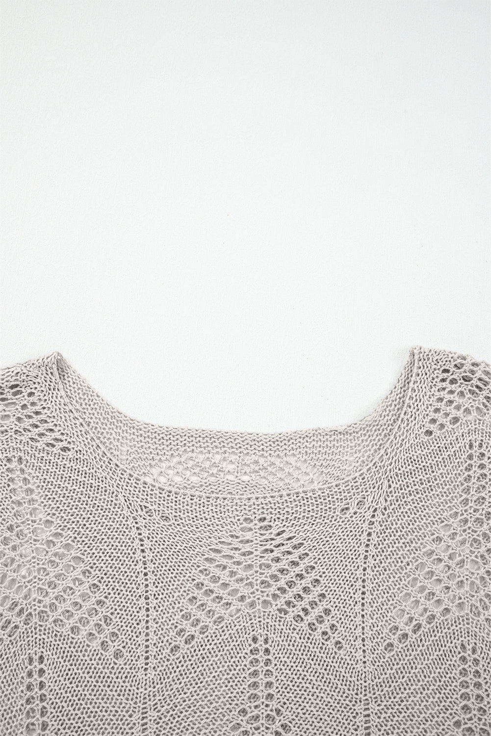 Navy Blue Hollow Out Knit 3/4 Sleeve Loose Sweater