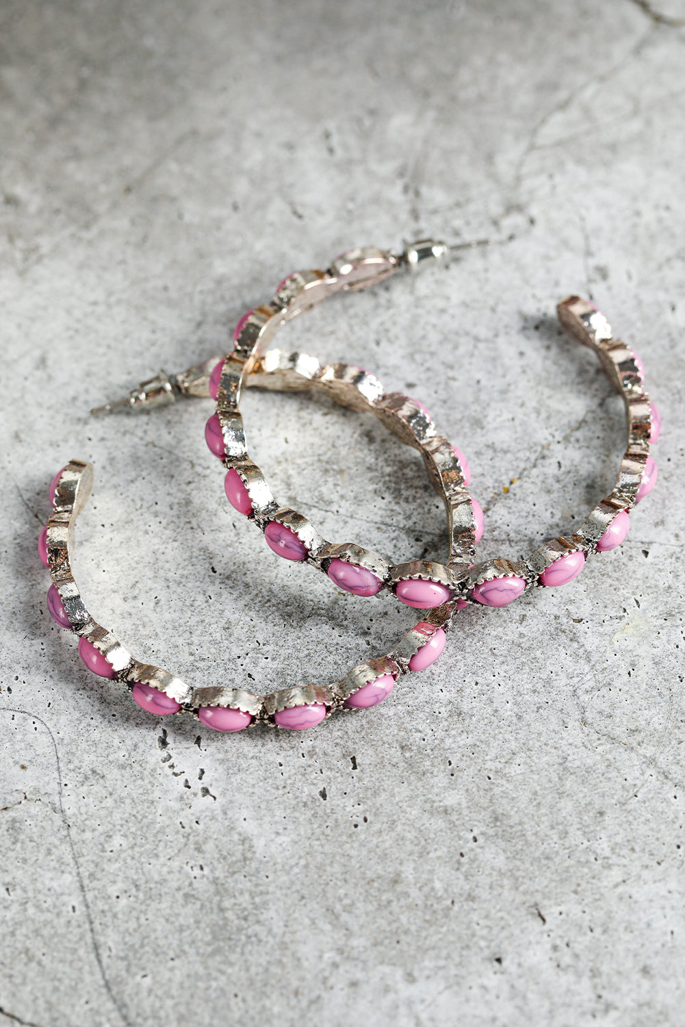 Sky Blue (or Pink) Big Circle C-shaped Earrings