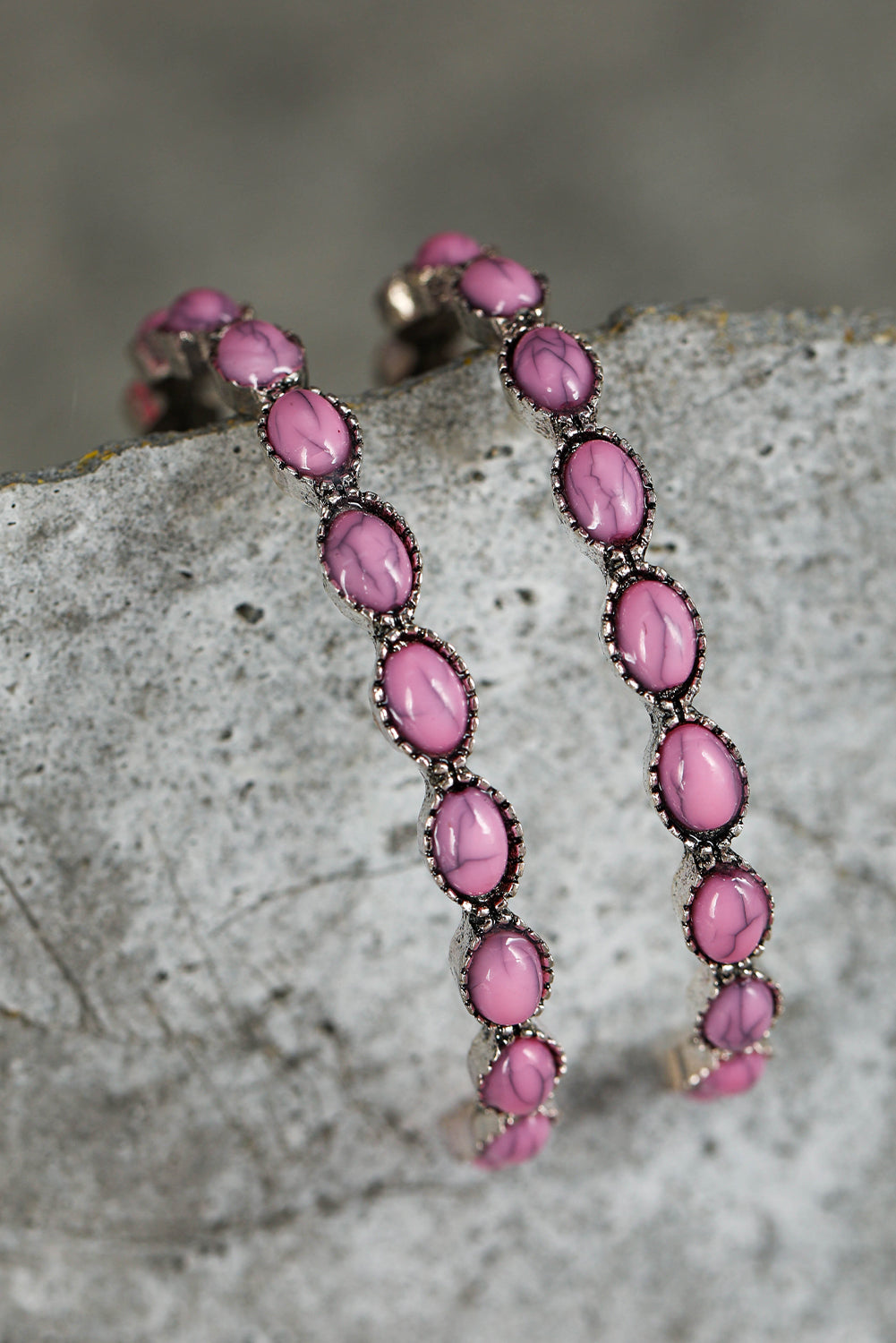 Sky Blue (or Pink) Big Circle C-shaped Earrings
