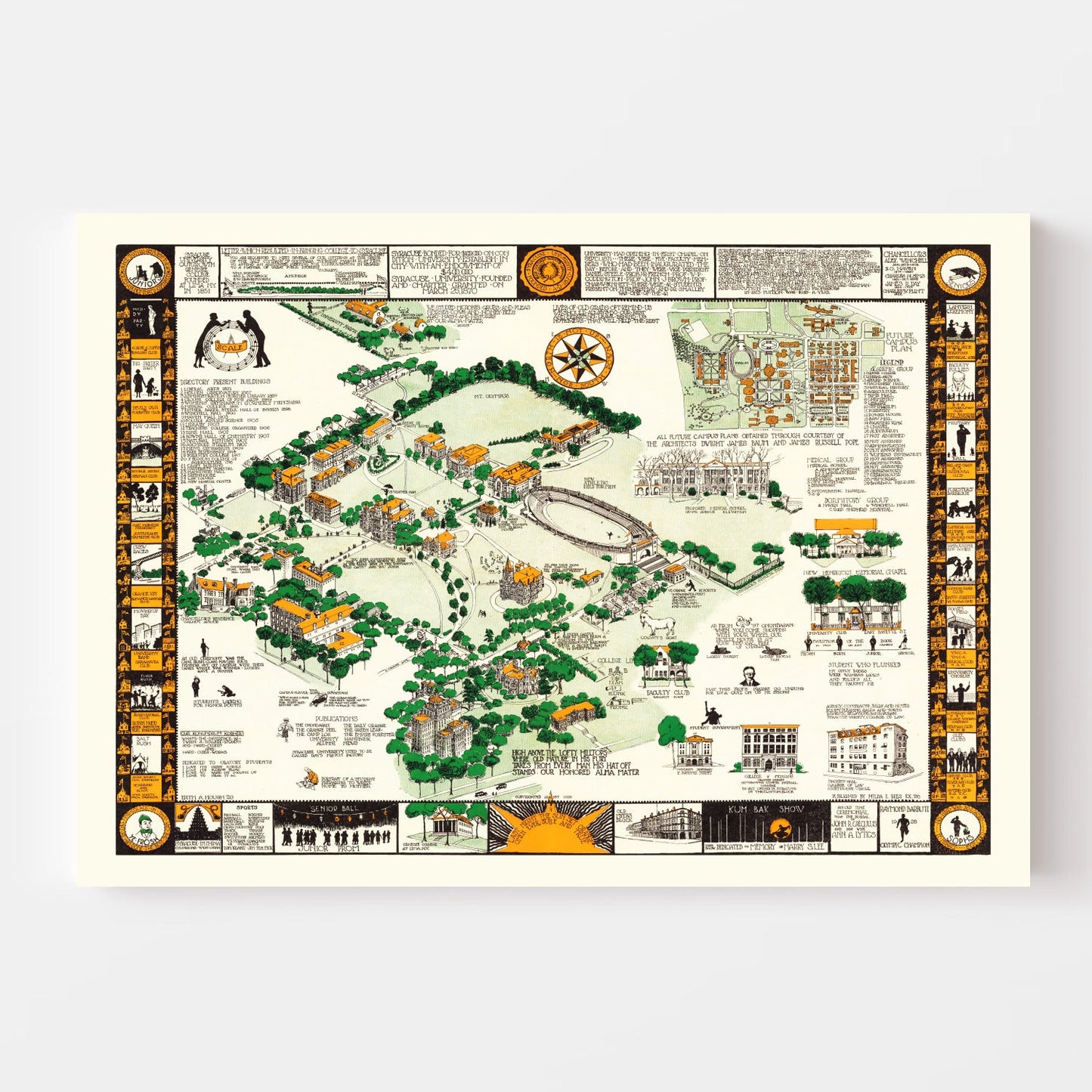 Syracuse University Vintage Map 1928
