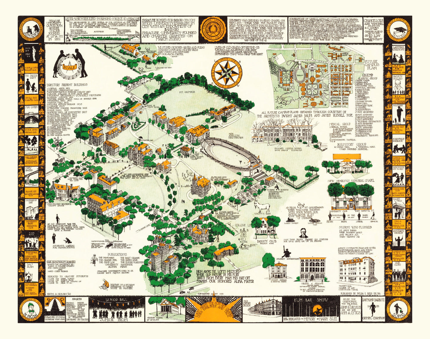 Syracuse University Vintage Map 1928