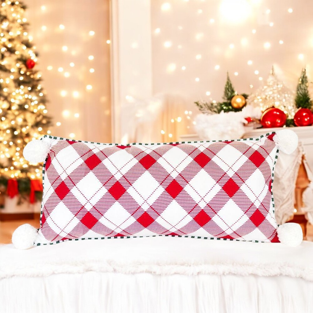 Believe Large Pillow White Tassel Ball