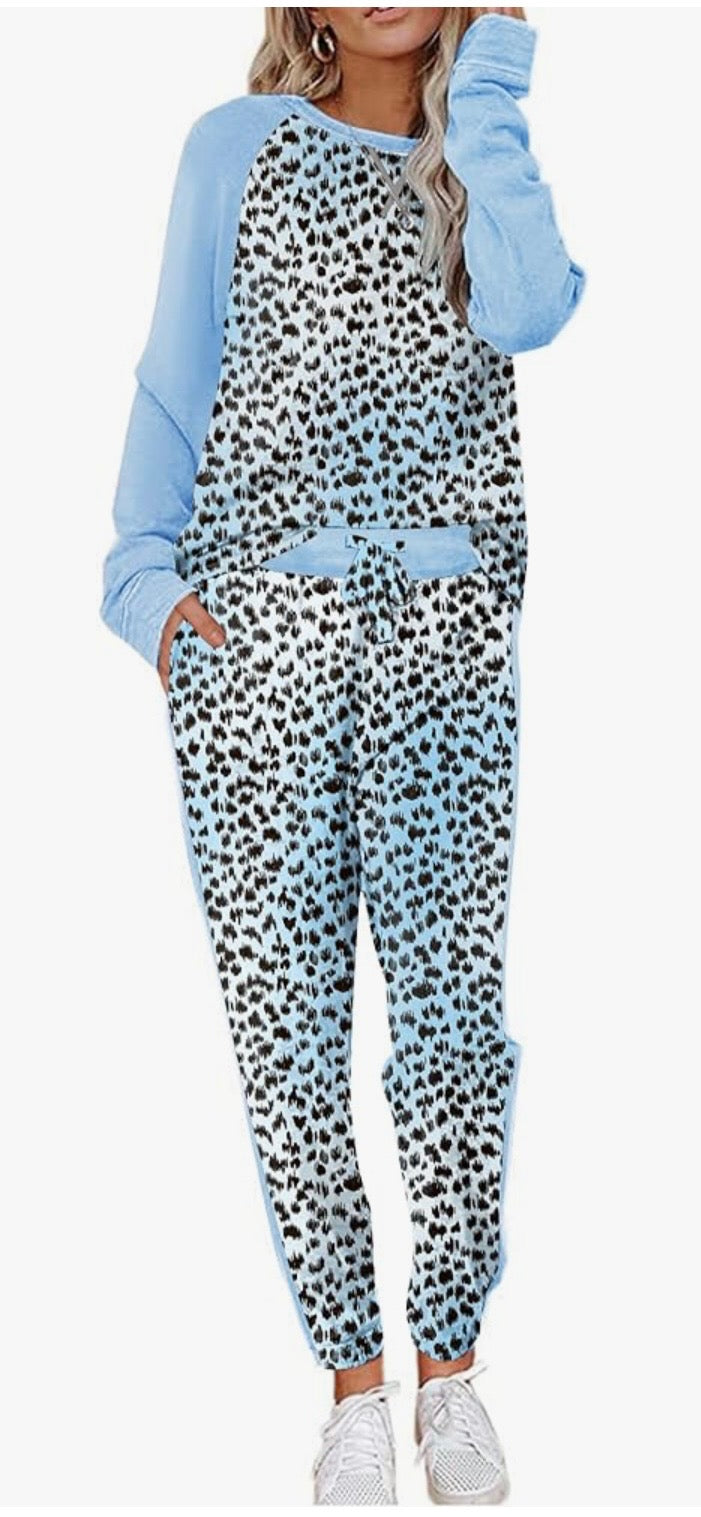 Satin & Terry Two Piece Pajama Set with Pockets