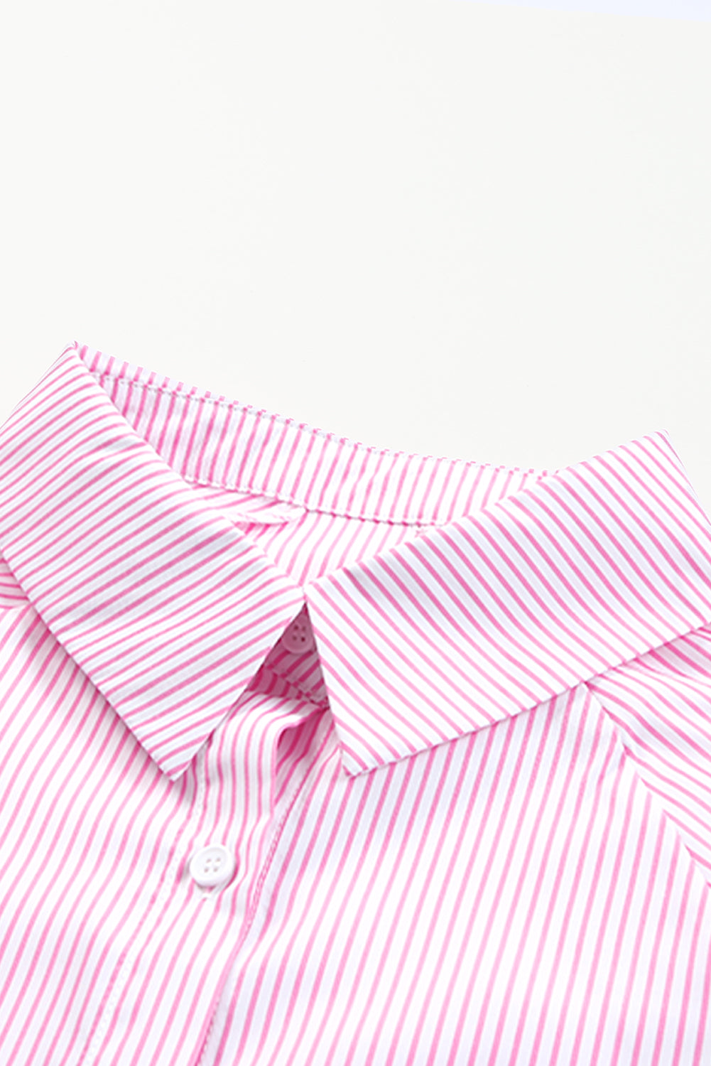 Light Blue Casual Striped Shirred Cuffs Shirt