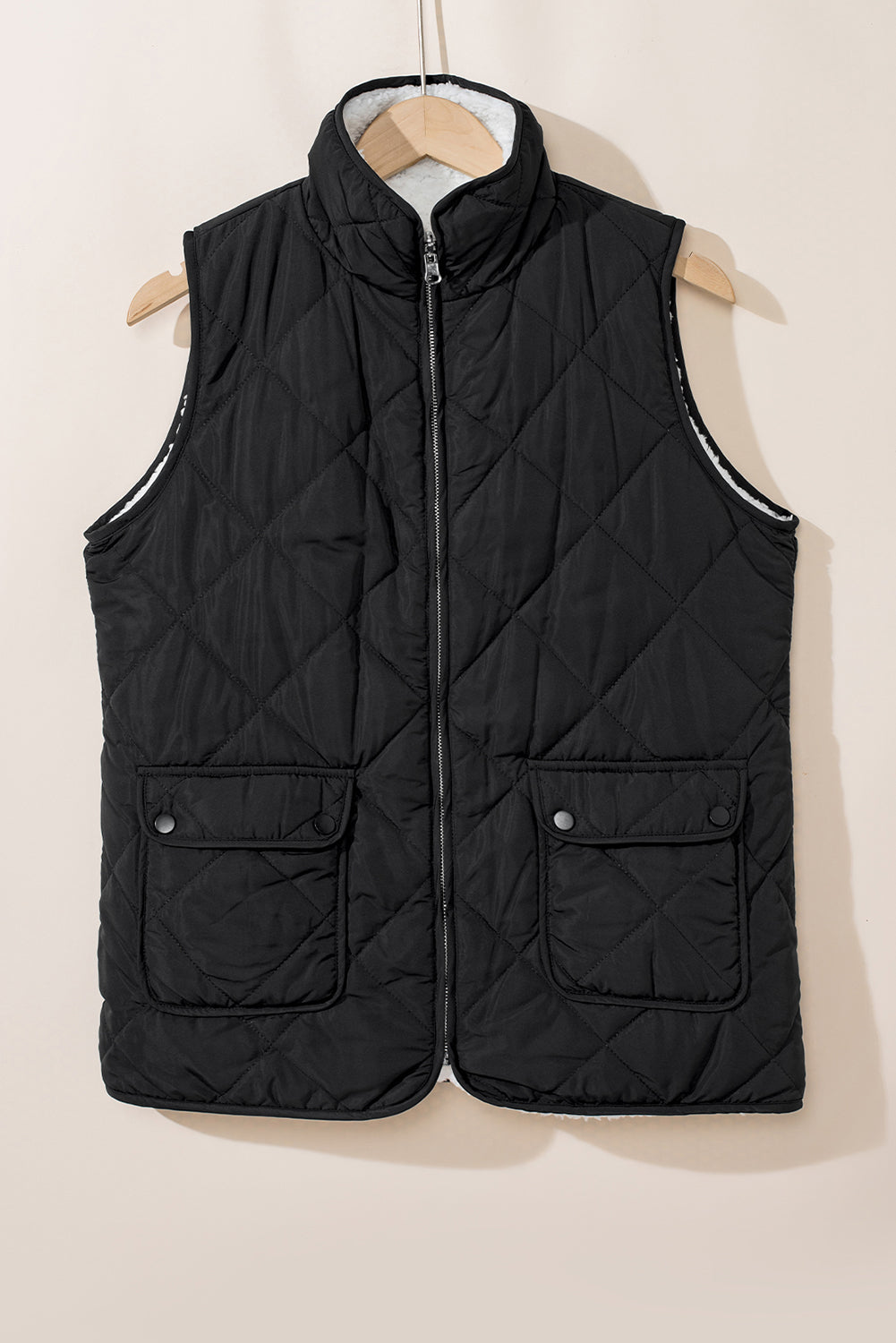 Zip Up Fleece Lined Quilted Vest