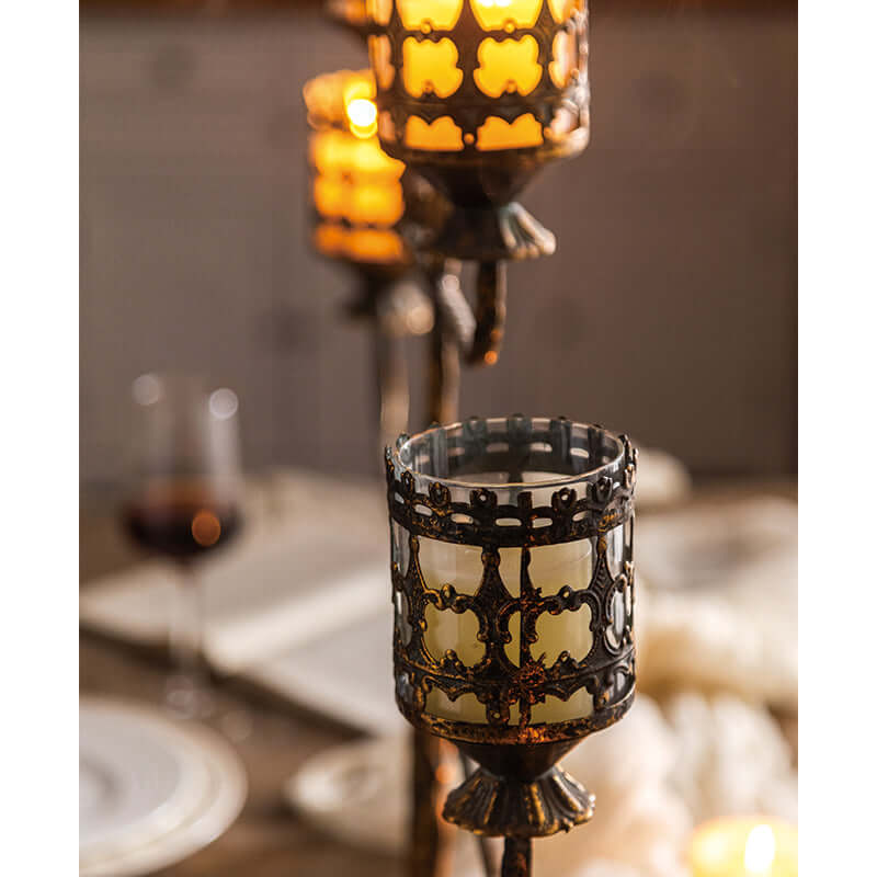 Antique Amber Glass Votive Candle Holder Centerpiece