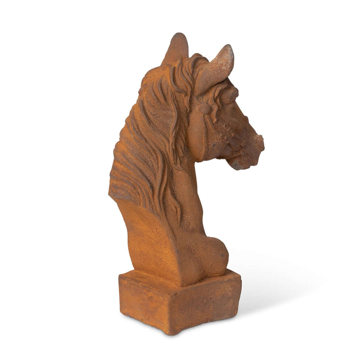 Aged Cast Iron Horse Head Sculpture for Equestrian Decor