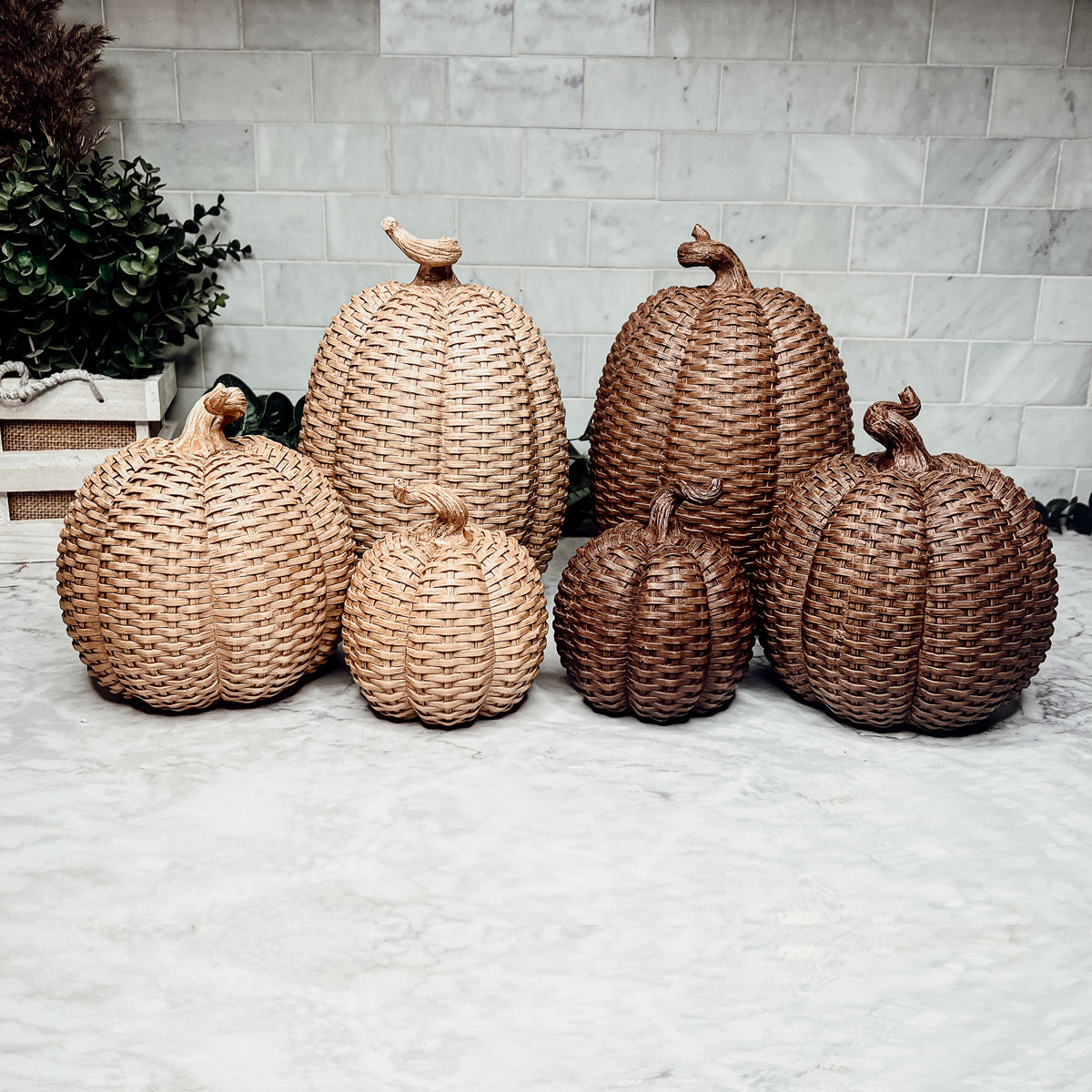 Basket Weave Pumpkins Festive Autumn Decor