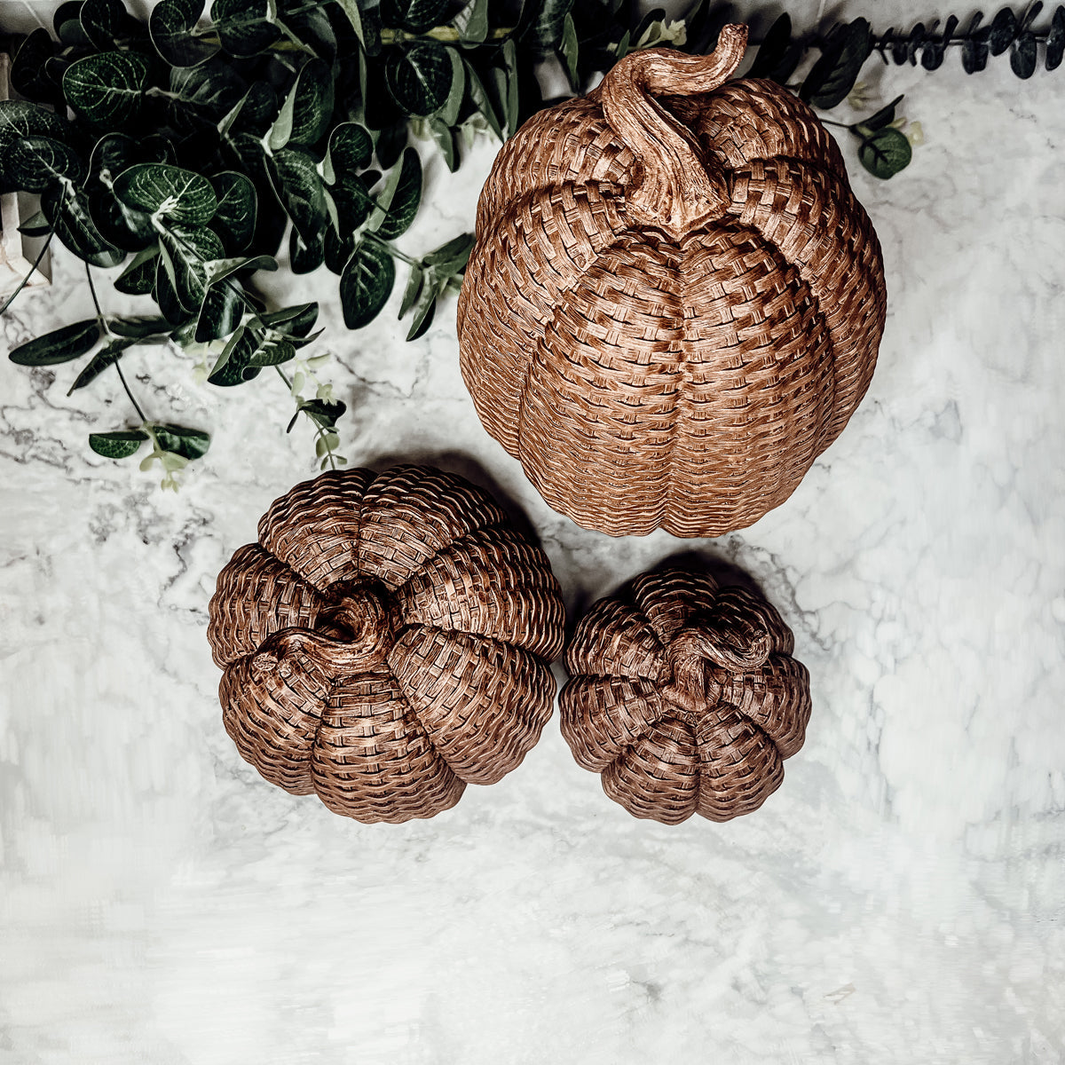 Basket Weave Pumpkins Festive Autumn Decor
