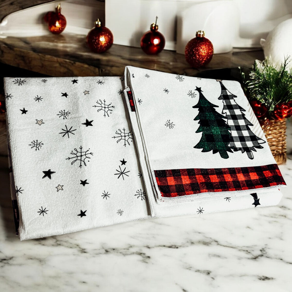 Christmas Cozy Scene Single Sided Dish Towels