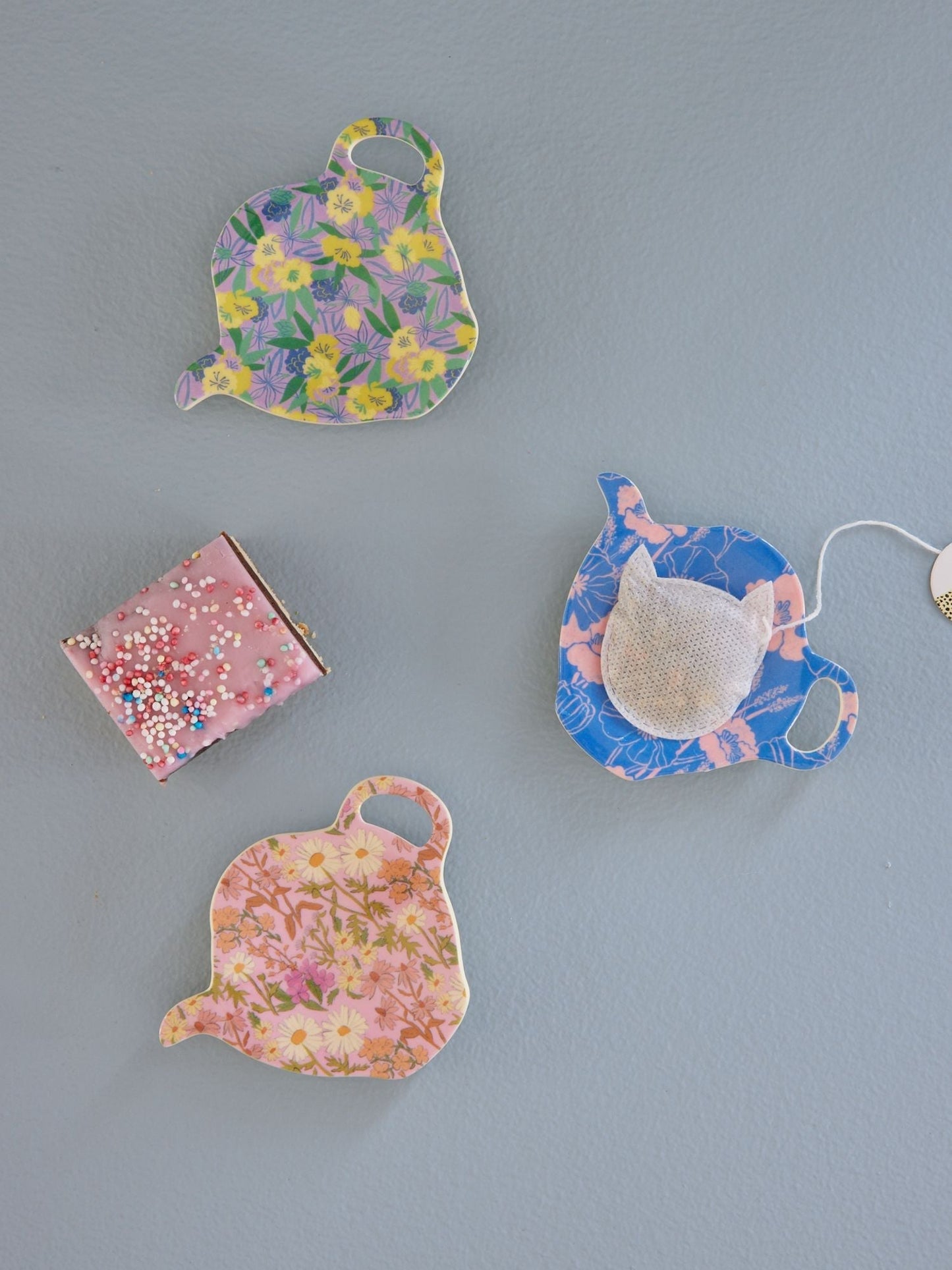 Melamine Tea Bag Plate - Flower Me Happy. Set of 3