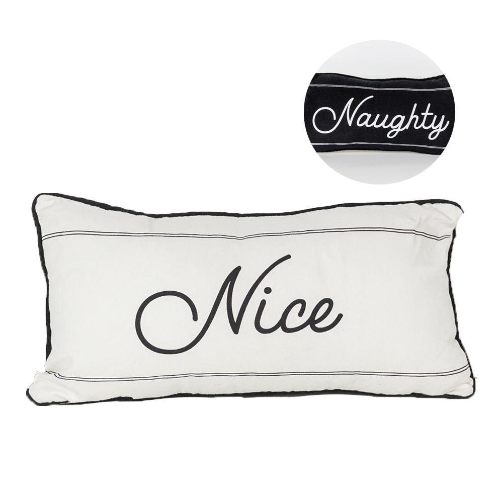 Naughty or Nice Double Sided Canvas Pillow