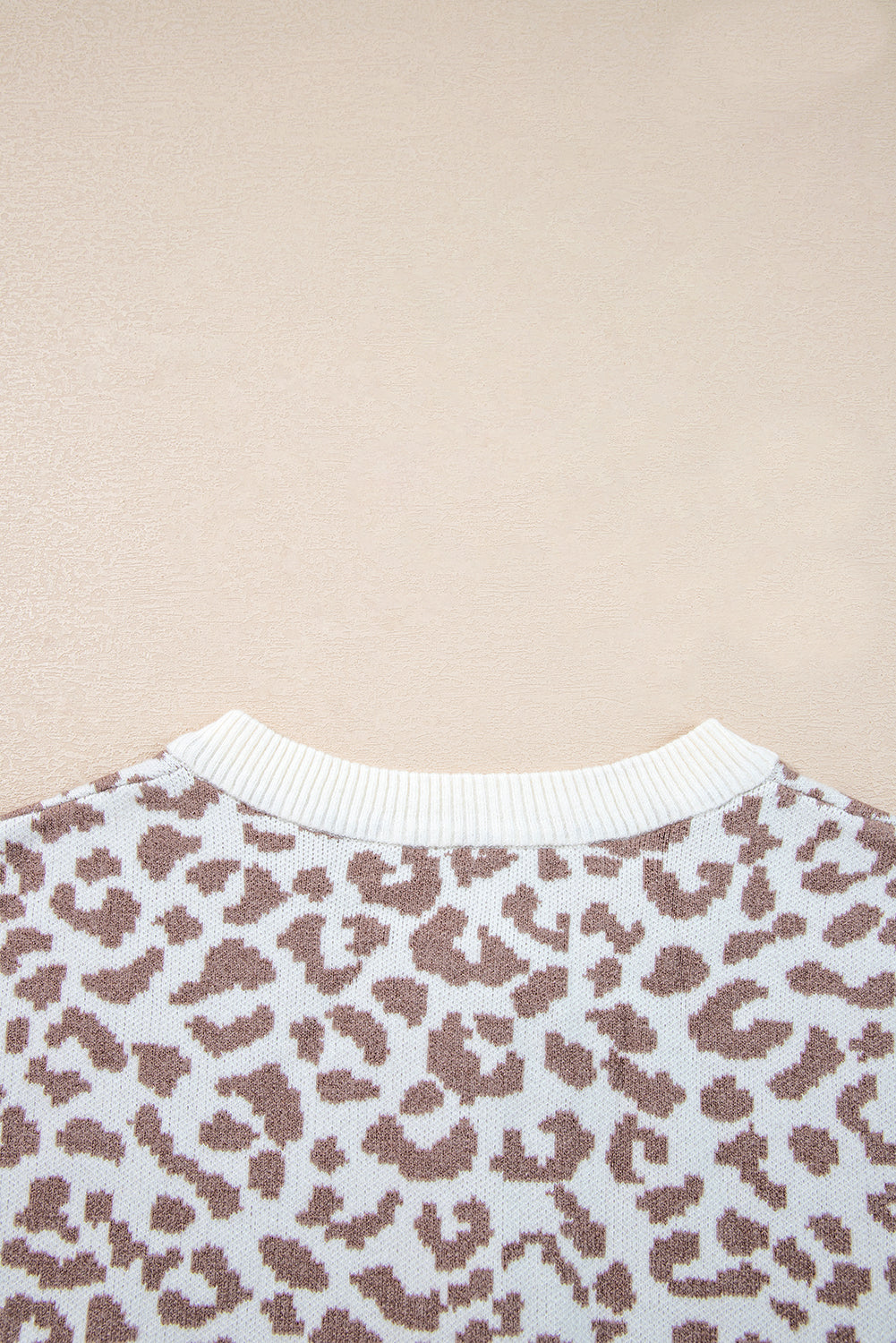 Leopard Drop Shoulder Knitted Button Front Cardigan