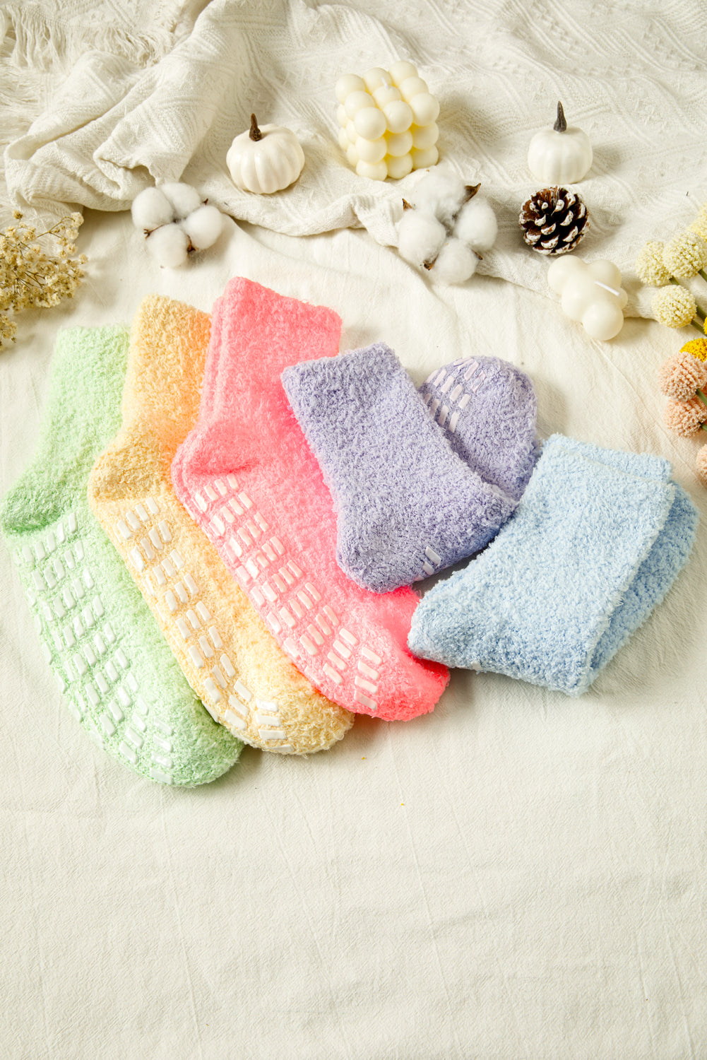 Pink Non-Slip Winter Cozy Fuzzy Socks Set