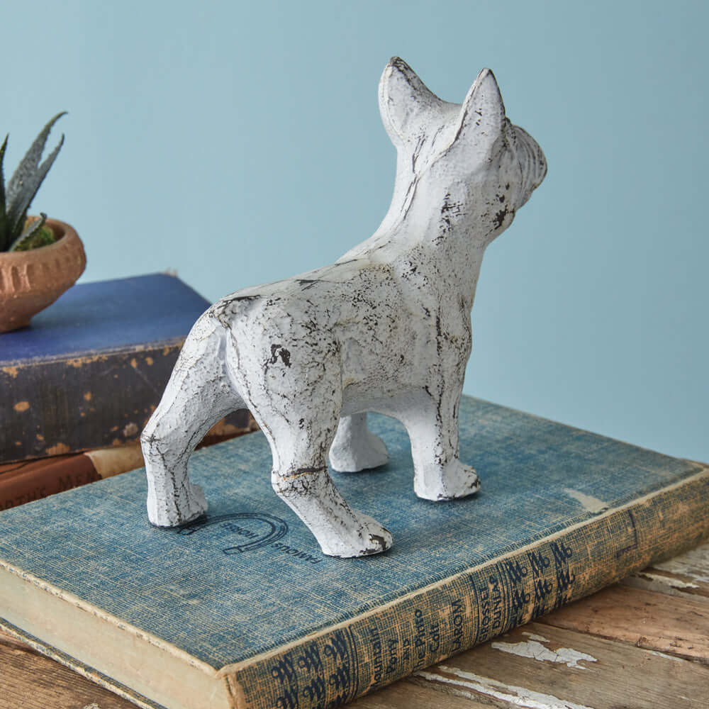 White French Bulldog Figurine in Cast Iron