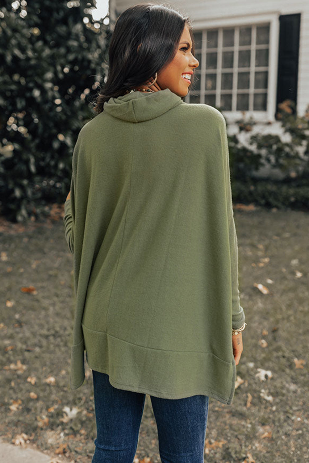 Cowl Neck Loose Fit Tunic Top (2 colors)
