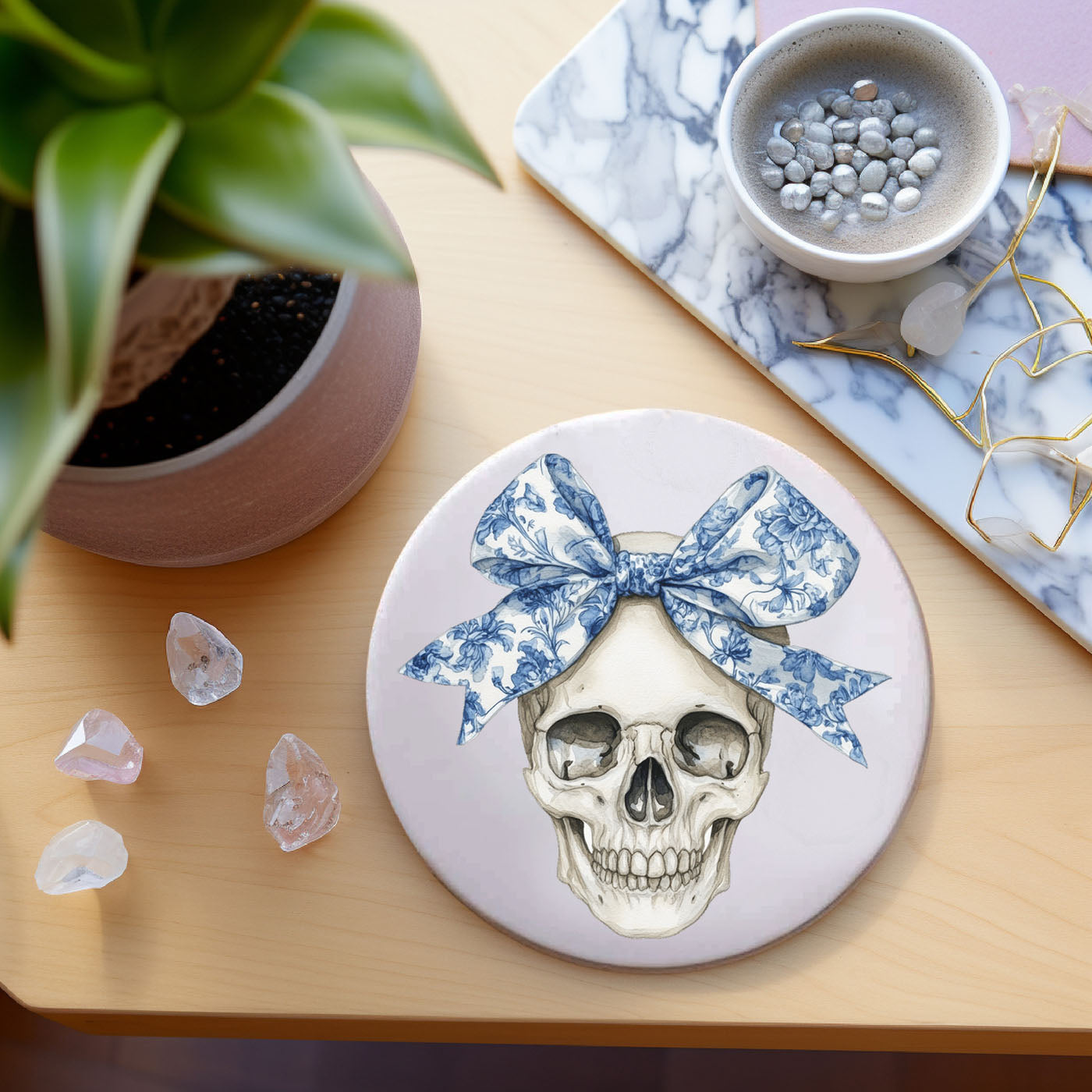Chinoiserie Blue & White Halloween Coasters Set