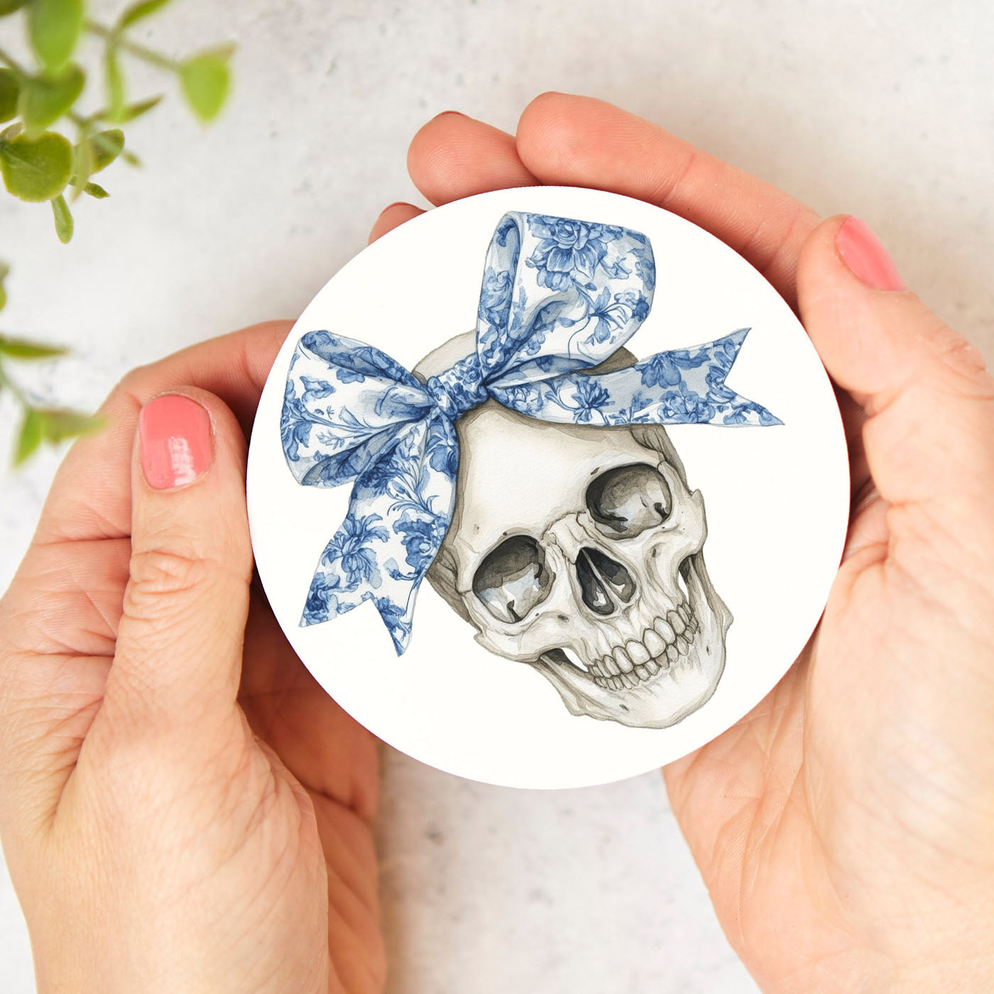 Chinoiserie Blue & White Halloween Coasters Set