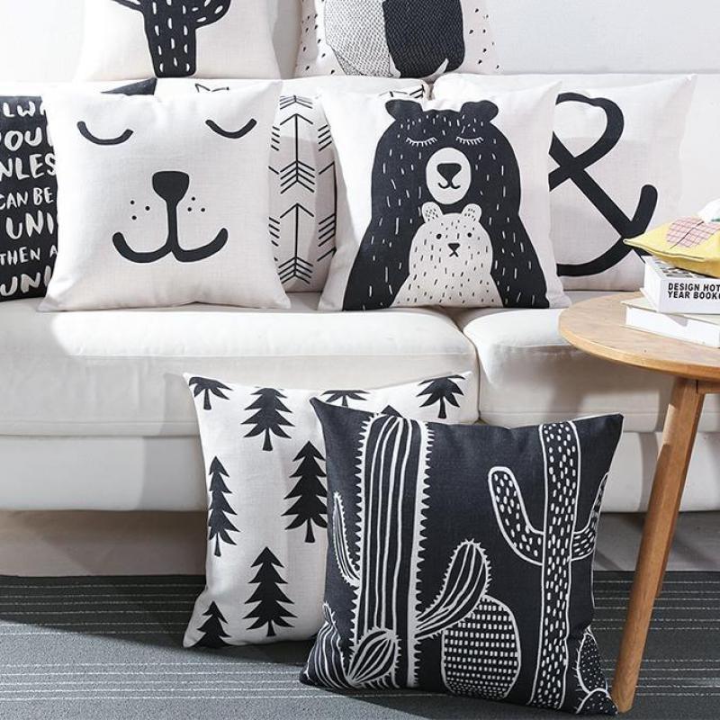 Black & White Christmas Tree Pillow Covers