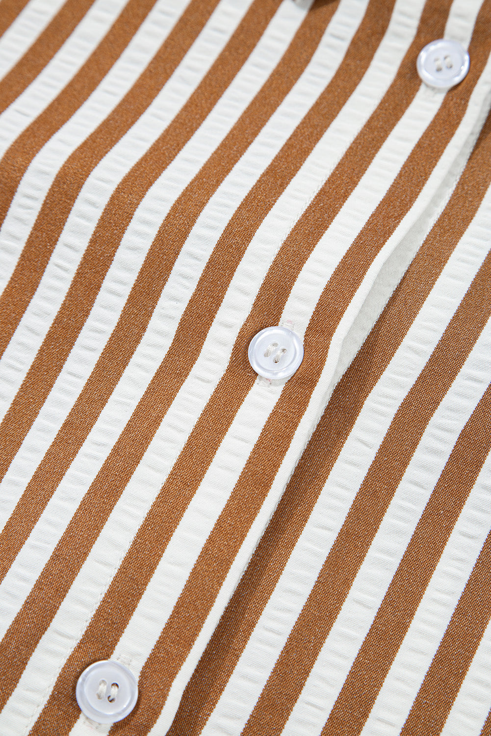 Brown Stripe Ruffle Hem Shirt Mini Dress