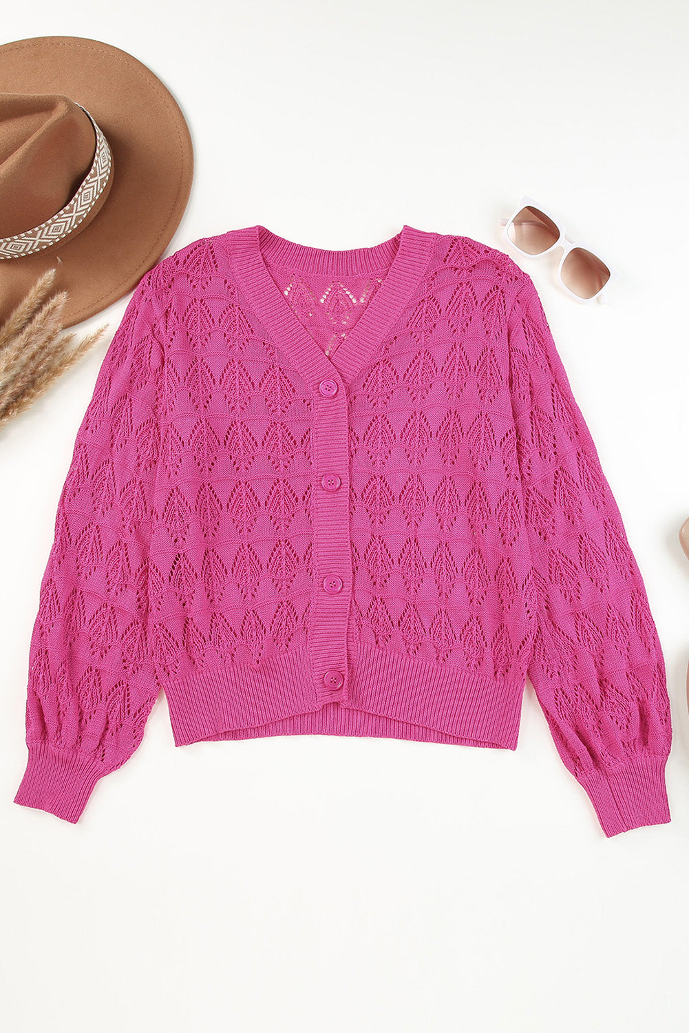 Lightweight Buttoned Front Crochet Cardigan (4 colors)