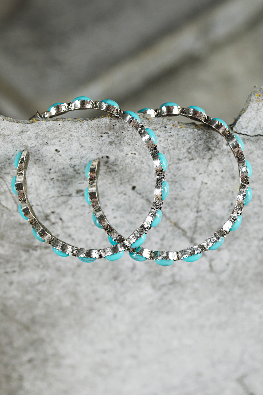 Sky Blue (or Pink) Big Circle C-shaped Earrings