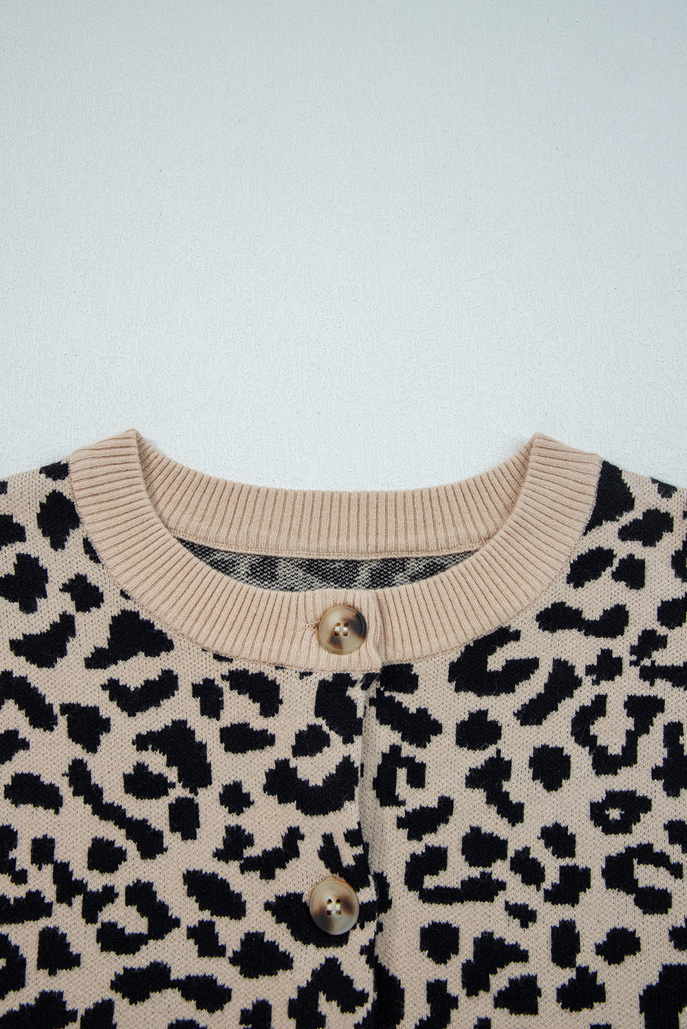 Leopard Drop Shoulder Knitted Button Front Cardigan