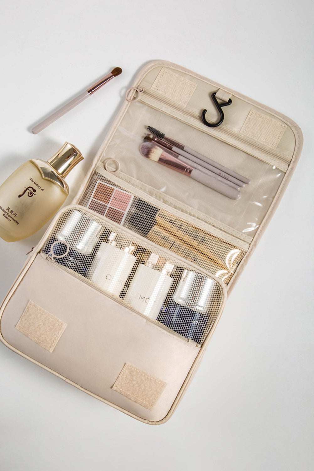 Beige Make Up Organizer Travel Toiletry Bag