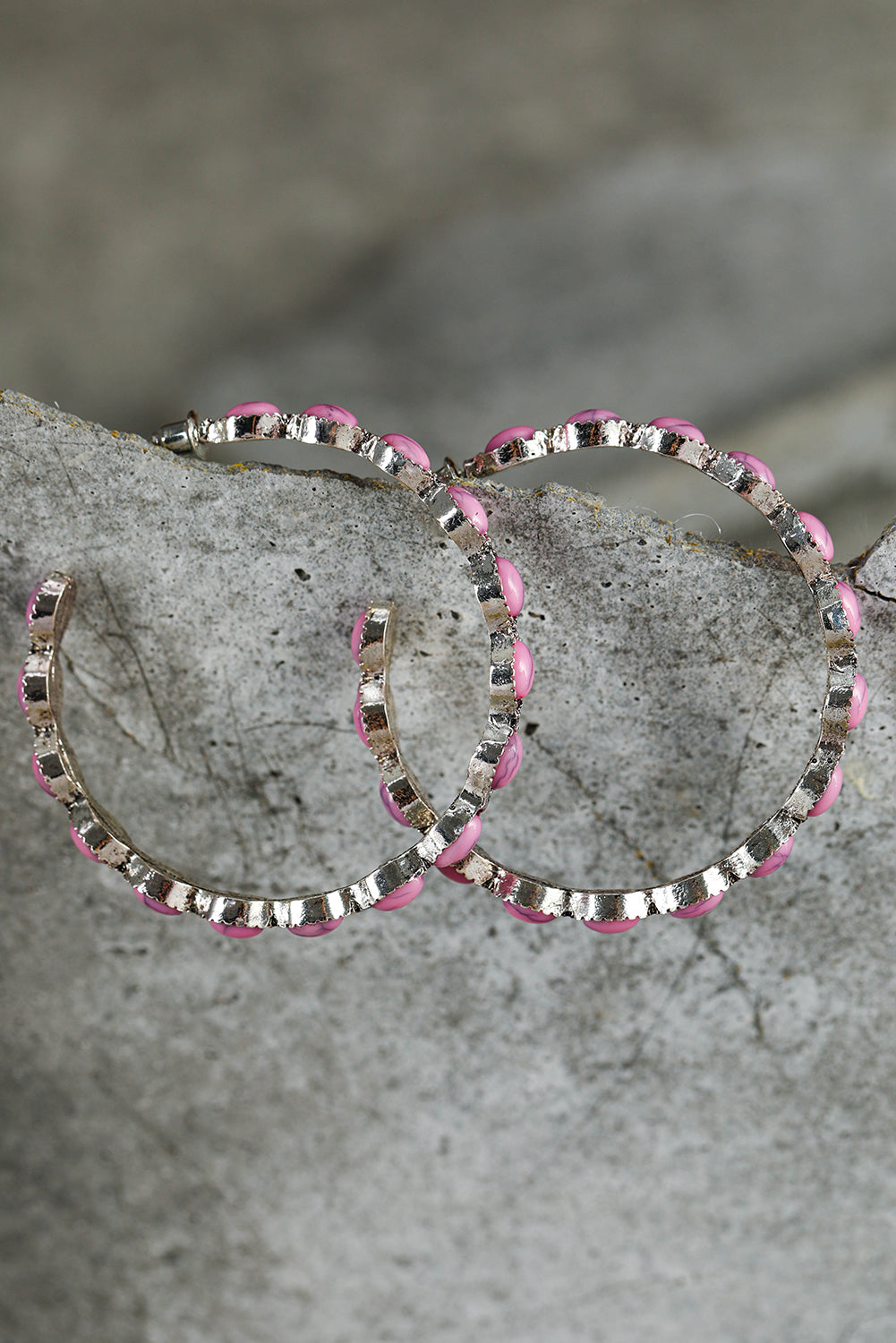 Sky Blue (or Pink) Big Circle C-shaped Earrings