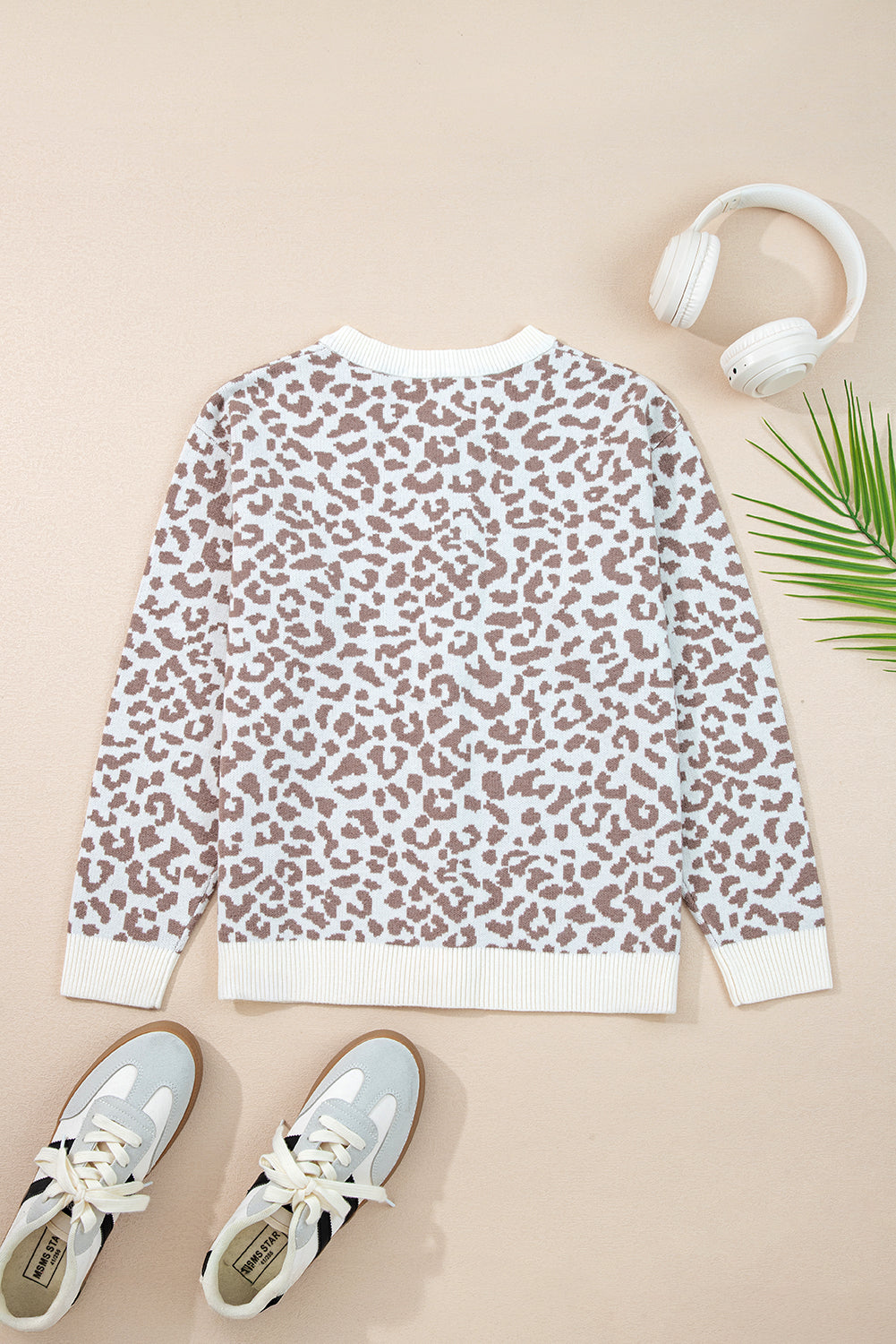 Leopard Drop Shoulder Knitted Button Front Cardigan