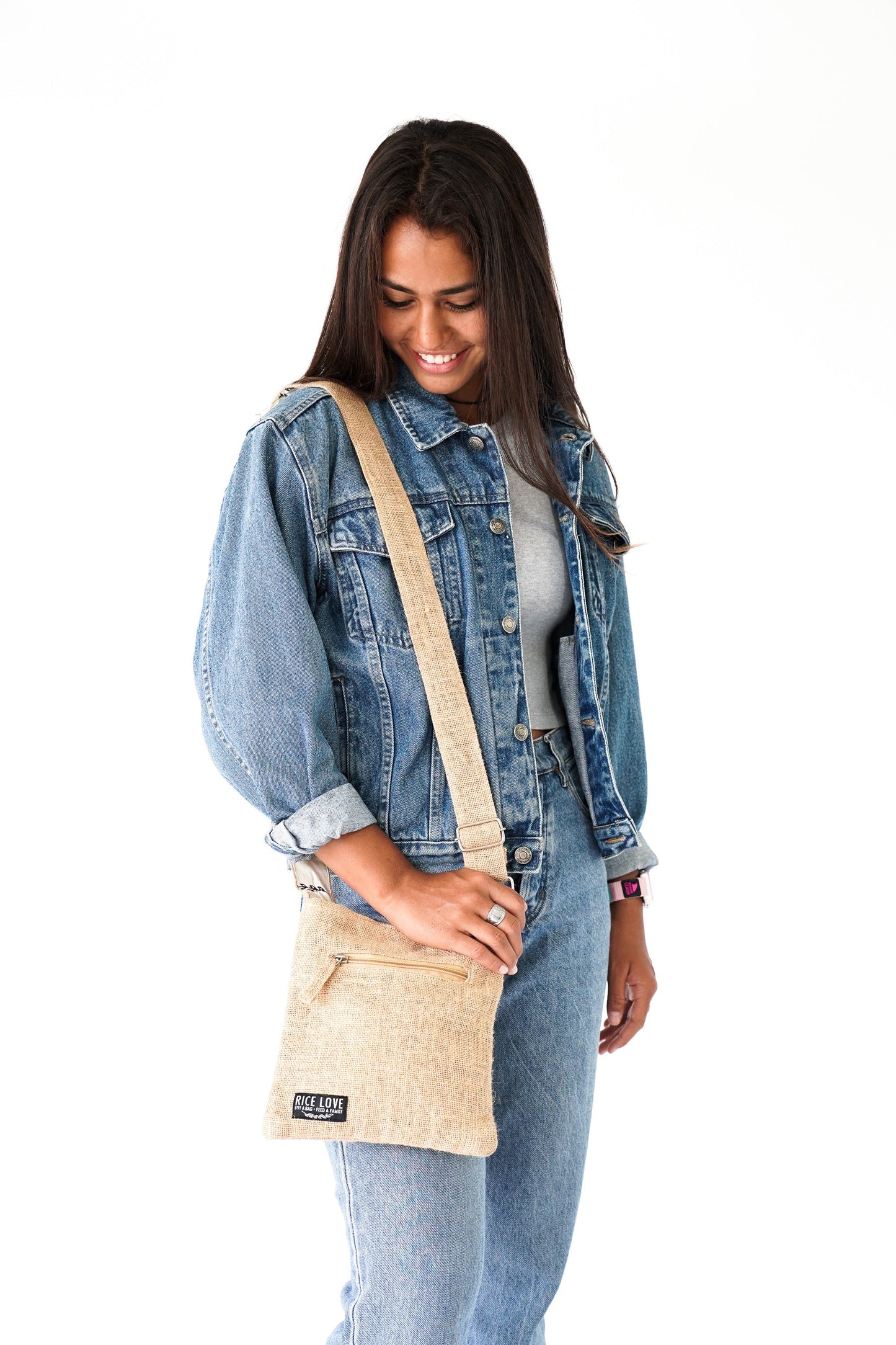 Everyday Purse - Recycled Burlap Jute Natural Color No Design Cotton Lined Tote