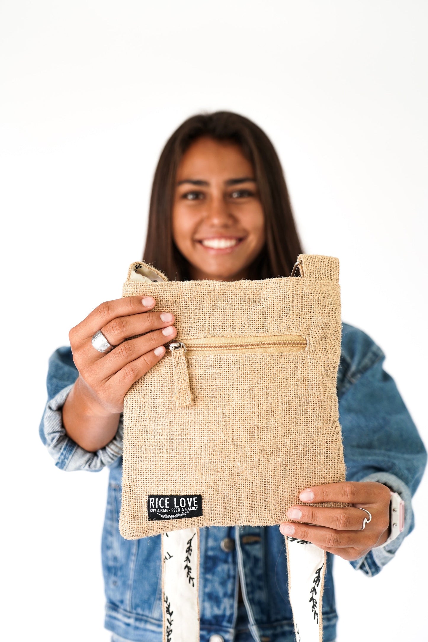 Everyday Purse - Recycled Burlap Jute Natural Color No Design Cotton Lined Tote