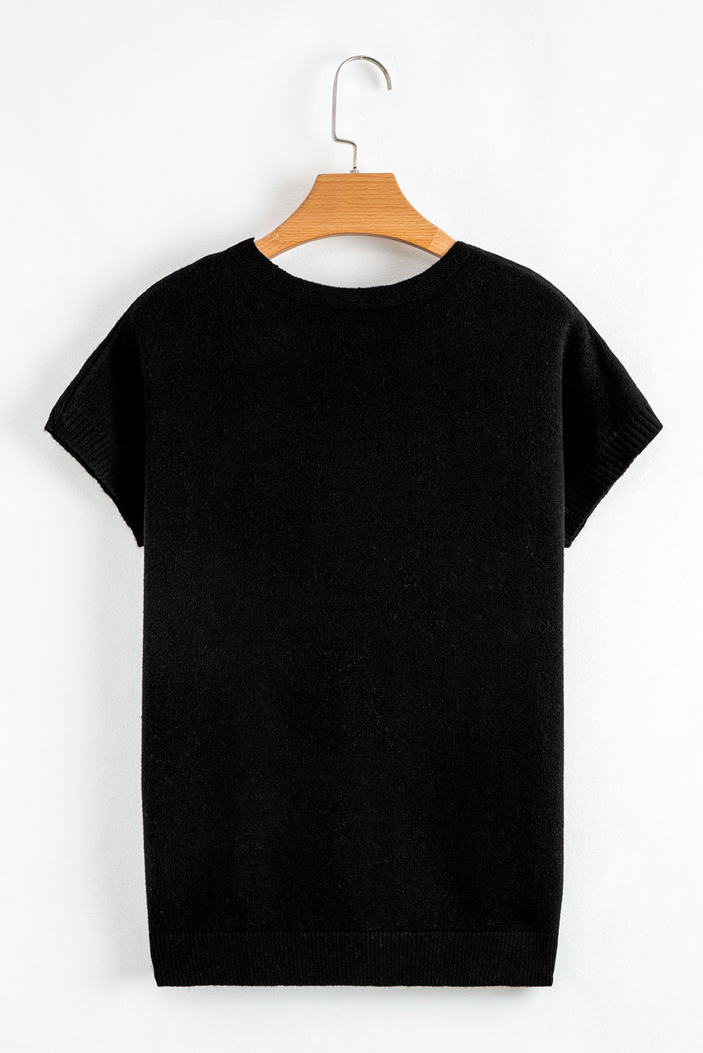 Black or White Bow Pattern Short Sleeve Knit Top